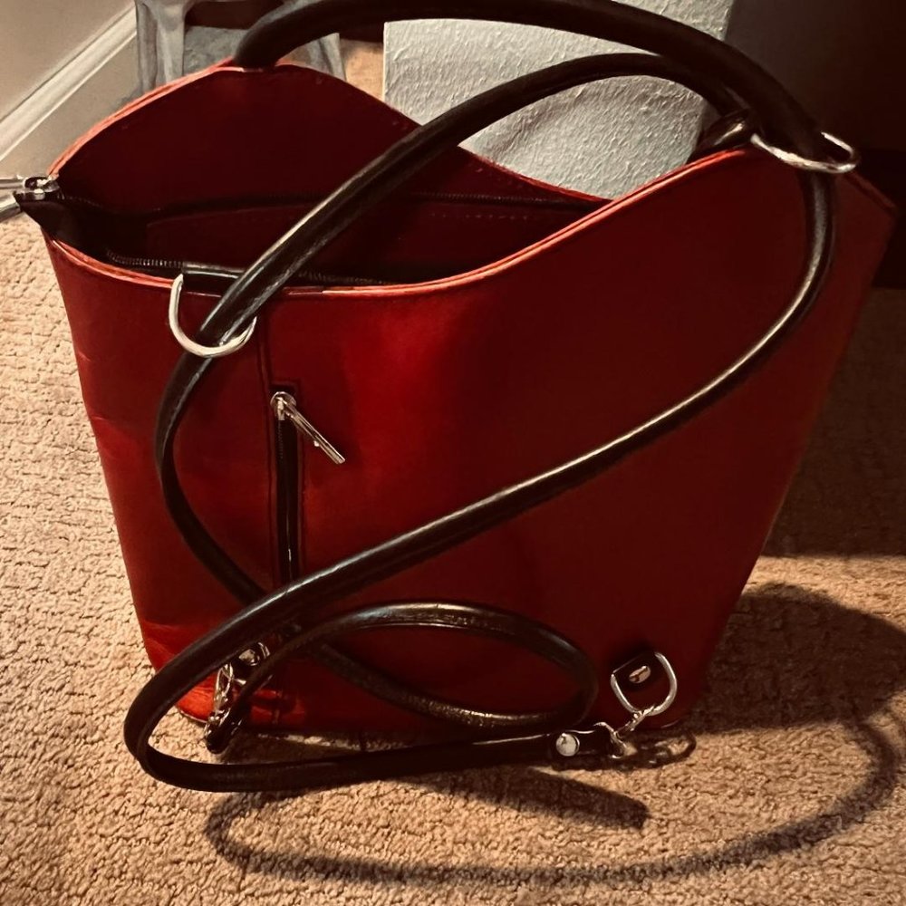 Red Leather Bucket Purse